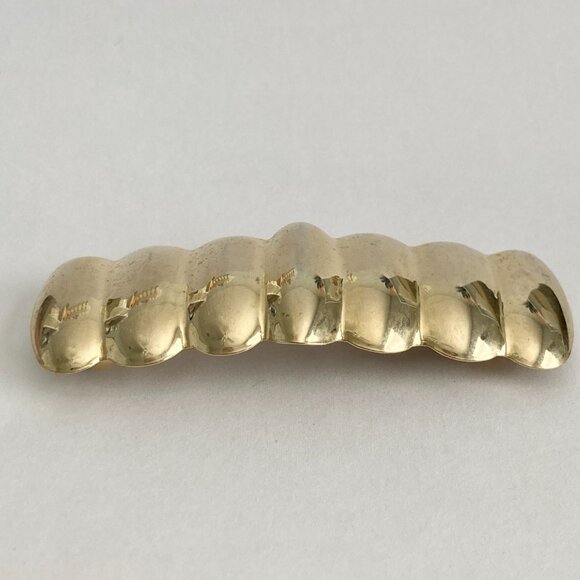 Vintage Gold Scallop Shrimp French Barrette 80s 90s Geometric Metal Leeza - Picture 5 of 9